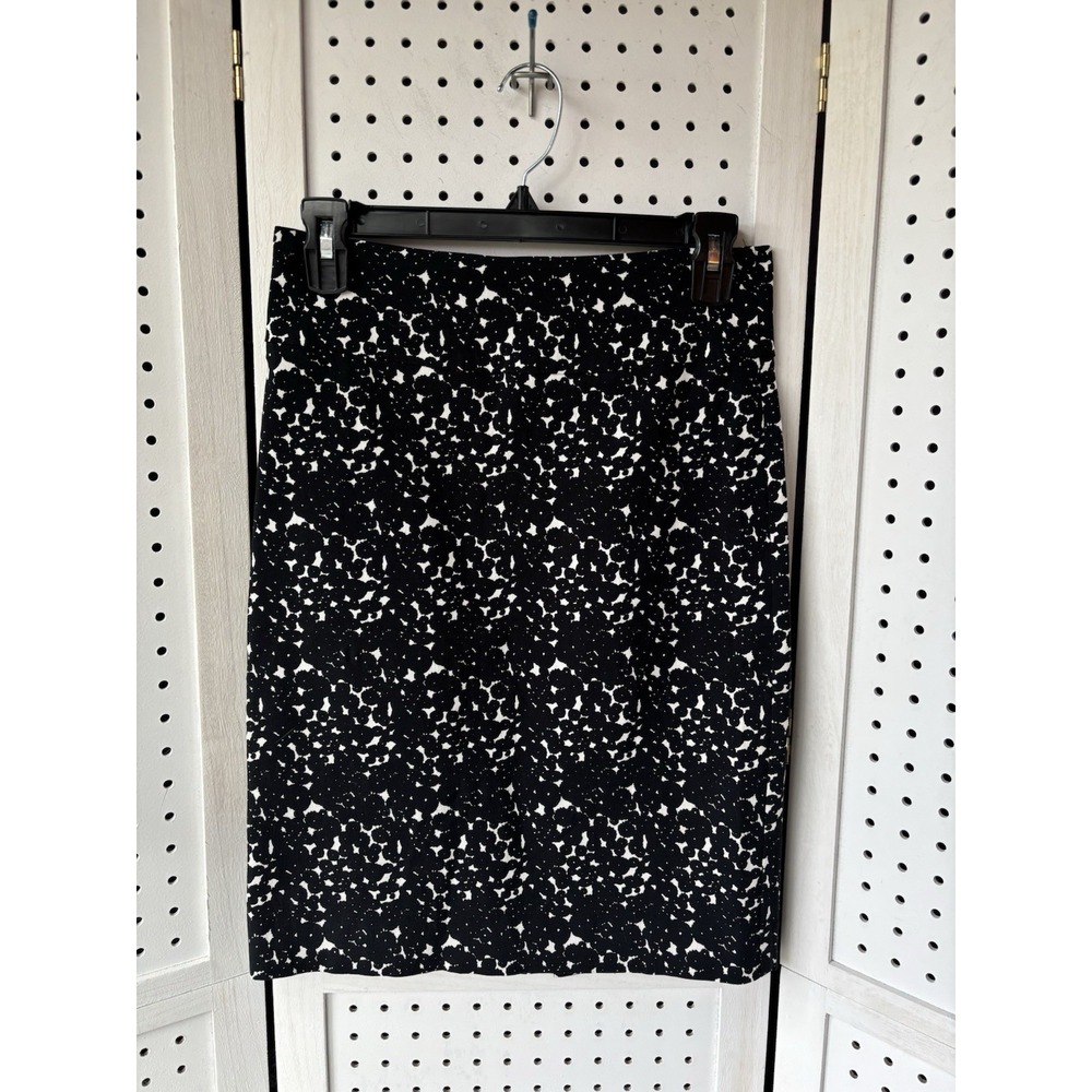 Margaret M Black White Women's Small Pull On Stretch Mini Knee Pencil Skirt